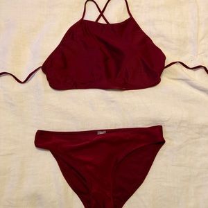 Aerie high neck XXL bikini top & large bottoms